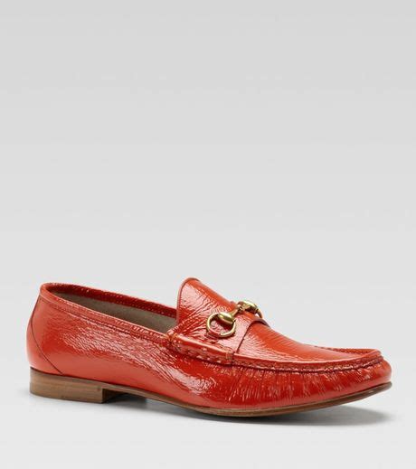 Gucci Bright Patent Leather Horsebit Loafers In Red For Men Bright Red