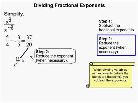 The first section provides questions in. How to Divide Fractional Exponents - YouTube