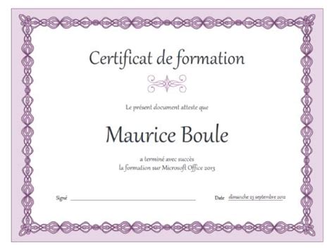 Modele Certificat De Formation Word Blank Certificate Template