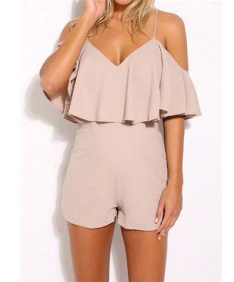 Wheretoget Nude Off The Shoulder Romper Playsuits Summer Outfits Casual Outfits Cute