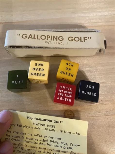 Vintage Galloping Golf Bakelite Dice In Leather Case Pocket Game 2500