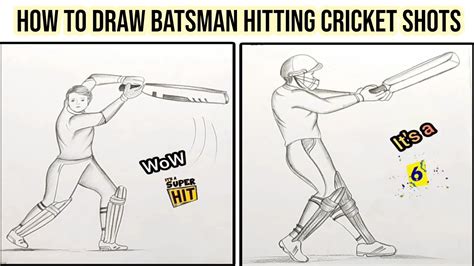 How To Draw Batsman Hitting Cricket Shots Youtube