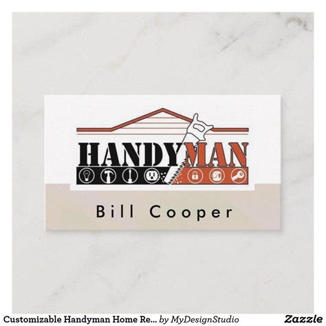 Customizable Handyman Home Repair Business Card Zazzle Business