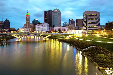 Colorful Columbus Ohio Night Skyline Photography Photograph By
