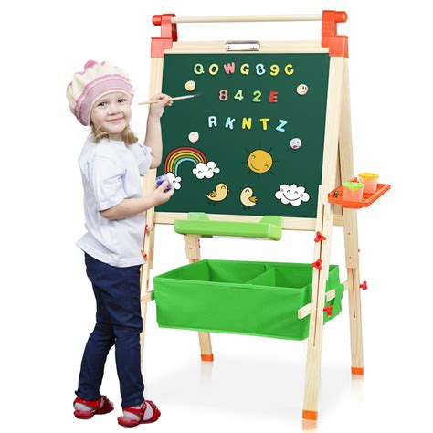 3 In 1 Kids Wooden Art Easel With Bonus Kids Art Supplies Double Sided