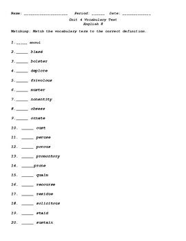 Puzzles & quizzes unit 8 answer key. Sadlier Vocabulary Workshop Level C Units 4 - 6 Tests by ...