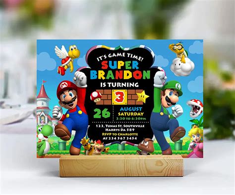 Super Mario Birthday Invitation Mario Invite Super Mario Printables My Xxx Hot Girl