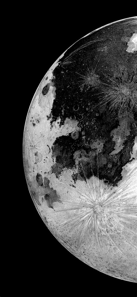 Hd Wallpaper Moon Planet Amoled Dark Monochrome Wallpaper Flare