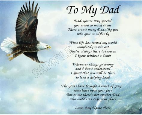 Details About To My Dad Personalized Art Poem Memory Birthday Fathers