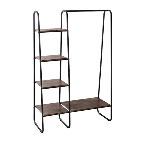 Honey Can Do Black Steel Clothing Rack With Shelves And Hanging Bar