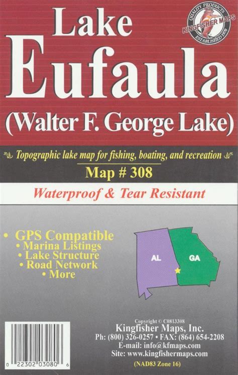 Lake Eufaula Alabama Waterproof Map Kingfisher Lakes Online Store
