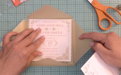 diy embossed wedding invitation pochette  wax seal