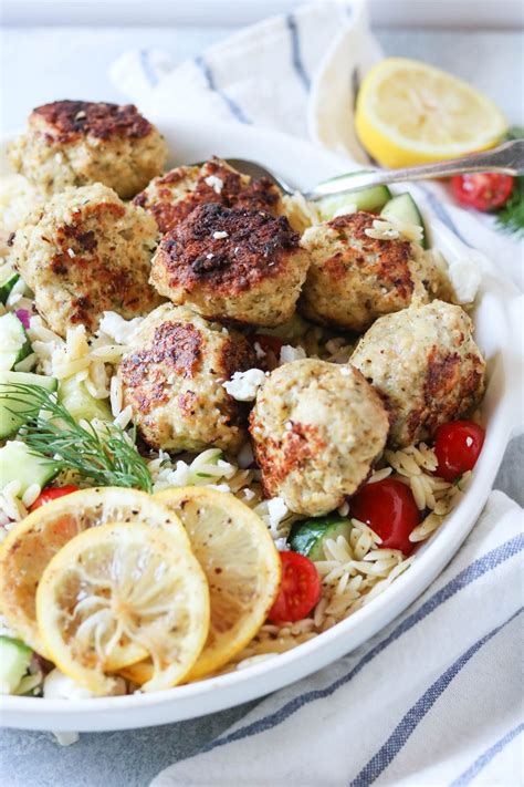 To freeze them, form the meatballs, and then place them onto a baking sheet lined with parchment paper or a silicone baking mat. Greek Orzo Salad with Chicken Gyro Meatballs | Recipe ...