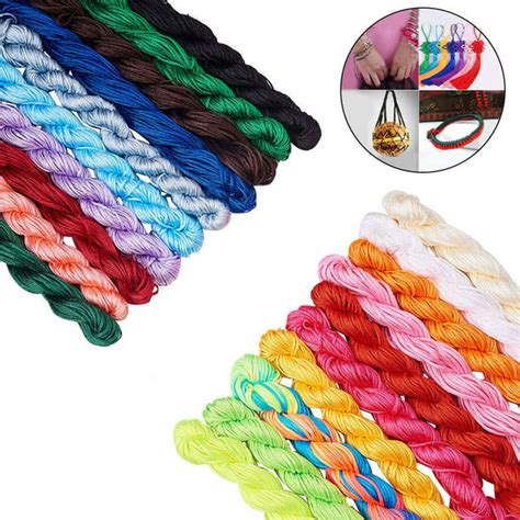 Ankishi 20bundle 1mm Satin Rattail Silk Cord Nylon String Nylon Beading