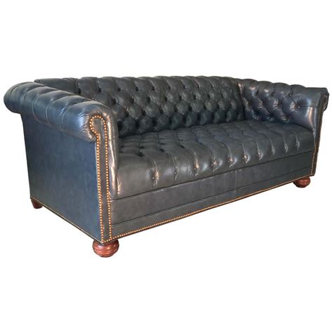 Vintage Chesterfield Sofa In Slate Blue Leather At 1stdibs Slate Blue