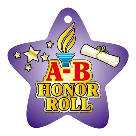 A B Honor Roll Purple Star Shaped Award Tag With 24 Chain Positive