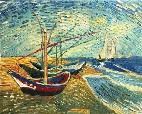 Vincent Van Gogh Fishing Boats On The Beach At Saintes Maries Hand