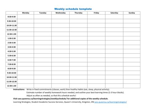 27 Weekly College Schedule Page 2 Free To Edit Download And Print