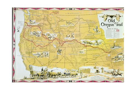 Map Of The Old Oregon Trail Print Wall Art By American School Walmart