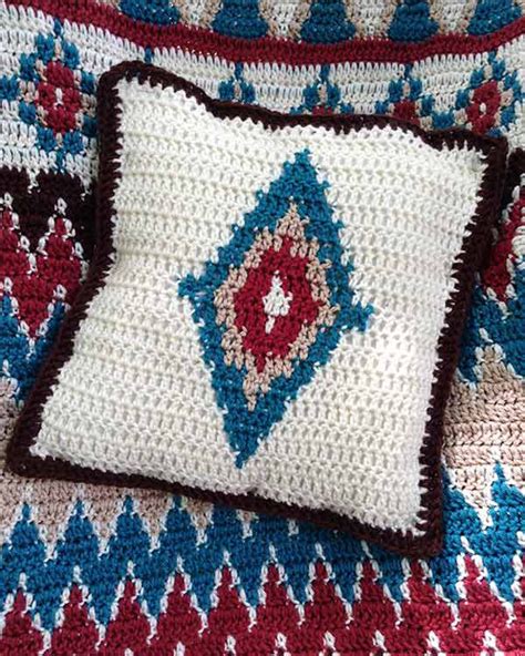 Aztec Afghan And Pillow Set Crochet Pattern Maggies Crochet