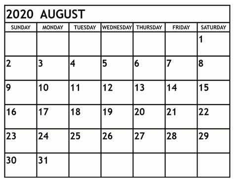 Printable Calendar 2020 August Thru December Example Calendar Printable
