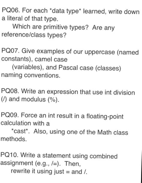 For example, with an object like {a: Solved For Each Data Type Learned Write Down A Literal