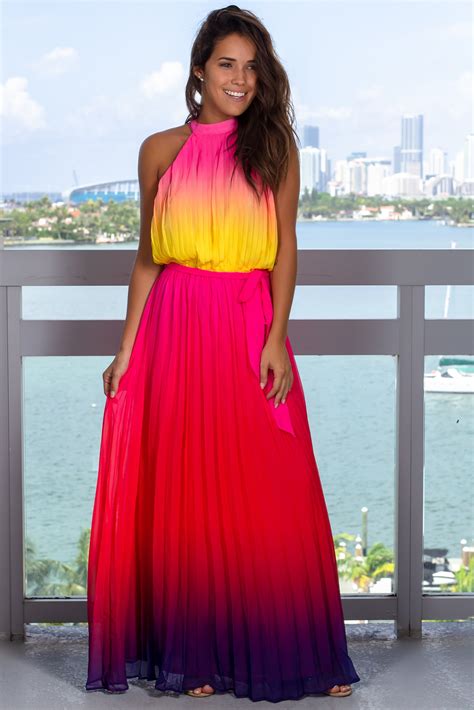 multi colored pleated halter neck maxi dress maxi dresses saved by the dress
