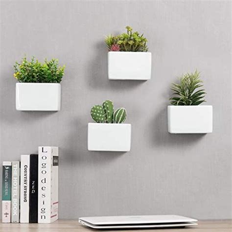 Myt Modern White Ceramic Wall Hanging Succulent Herb Planter Box