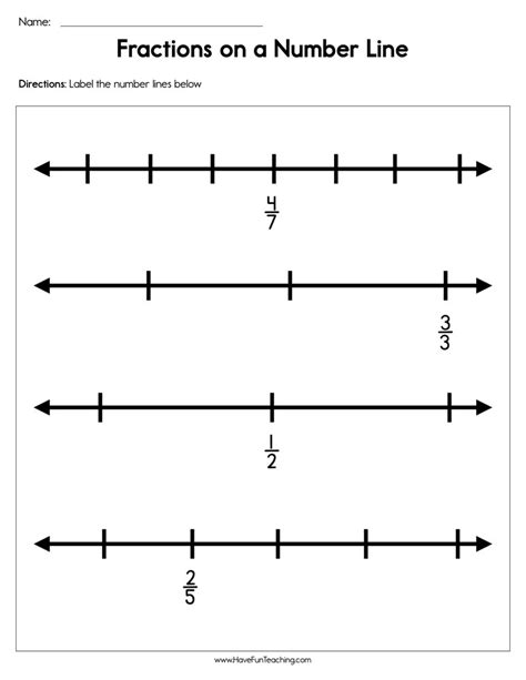 Fractions On A Number Line Worksheet Have Fun Teaching