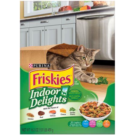 Shop for friskies cat food for indoor living in cat food by health concern. Purina Friskies Indoor Delights Cat Food 16.2 oz. Box ...