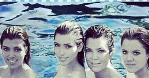 kris jenner poses topless with kim khloé and kourtney in hot pic e online