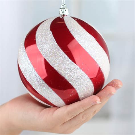 I have found these awesome ornaments and i'll be damned if they just sit in my craft stash to only reappear next year in hopes of being used in some shape or. Large Sparkling Candy Cane Swirl Ball Ornament - Christmas Ornaments - Christmas and Winter ...