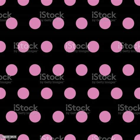 Pink Polka Dots On Black Background Stock Illustration Download Image