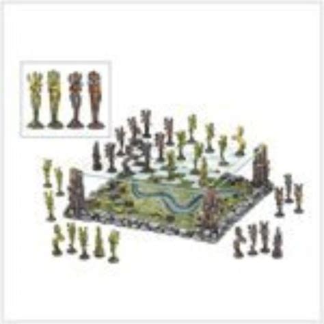 An Image Of A Chess Board Game Set Up With Figures And Pieces On The Board