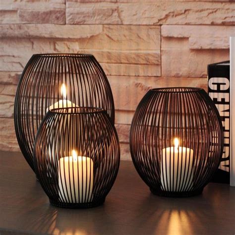 Metal Hollow Out Candle Holder Sleek Living