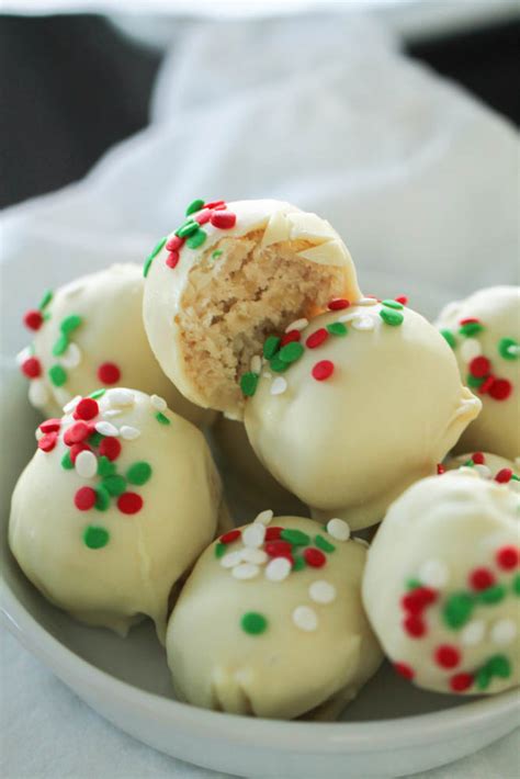 First up in our best healthy christmas cookies : No Bake Sugar Cookie Truffles | Six Sisters' Stuff