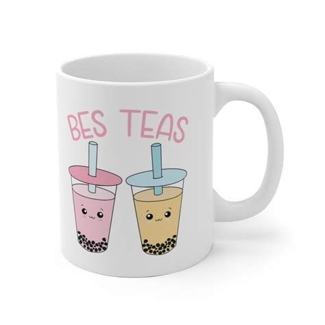 Bes Teas Mug Besties Coffee Mug Cute Kawaii Bubble Tea Cup Etsy