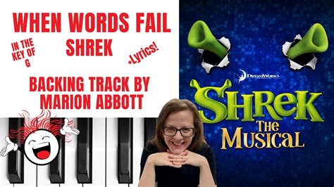 When Words Fail 🌸 Shrek Backing Track And Lyrics 🎹 G Youtube