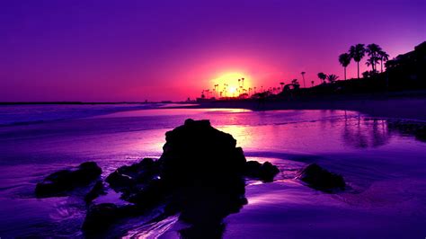 Purple Beach Sunset Wallpaper 1920x1080 15515