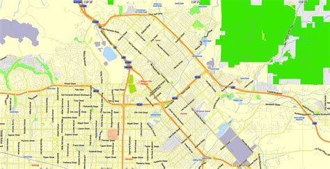 Los Angeles Metro Area Pdf Map California Us Exact Vector Map Street