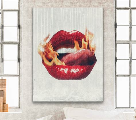 Fire Lips Canvas Art Creates Vibrant Chic And Daring Impression