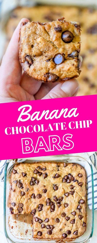 The best oatmeal chocolate chip bars with a secret healthy ingredient. The Best Banana Chocolate Chip Bars Recipe - Sweet Cs Designs