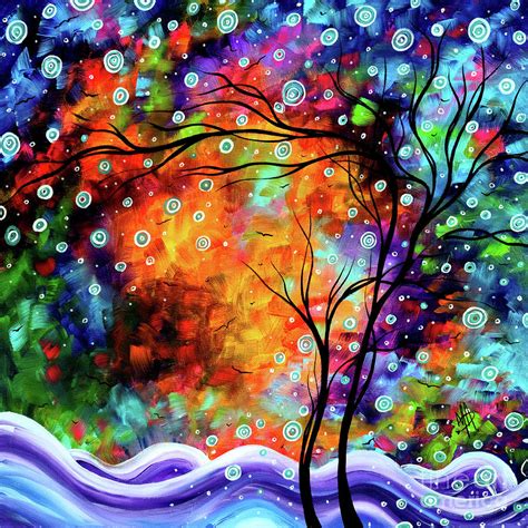 Original Abstract Landscape Painting Tree Of Life Circle Painting