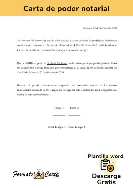 Modelo De Carta De Autorizacion Poder Notarial Ejemplo Word