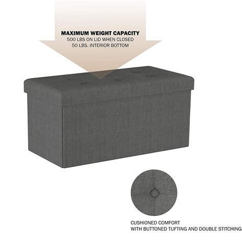 Lavish Home Large Folding Storage Bench Ottoman Tufted Cube Organizer