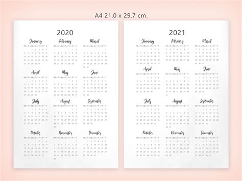 Yearly Calendar 2020 And 2021 Printable Free Letter Templates