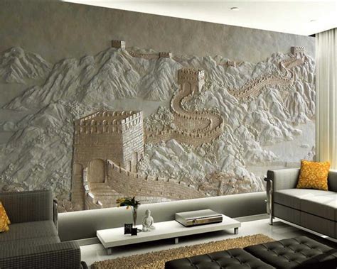 Beibehang Custom Wallpaper Great Wall Relief Chinese Tv Background Wall