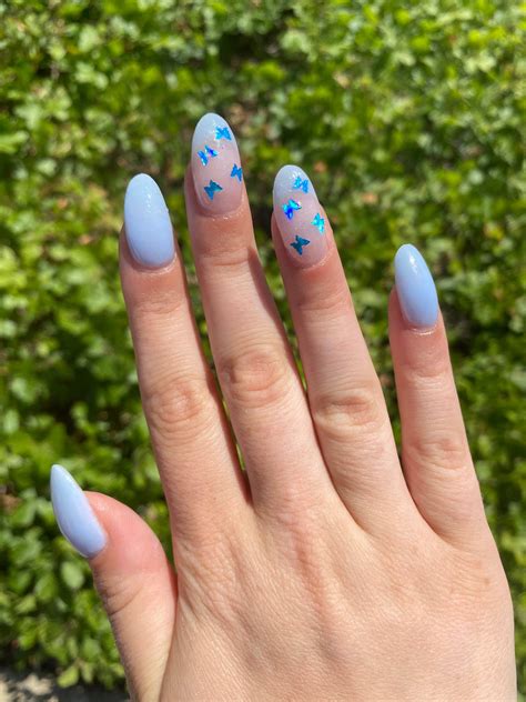 Light Blue Butterfly Nails Design Idea Vibrant Guide