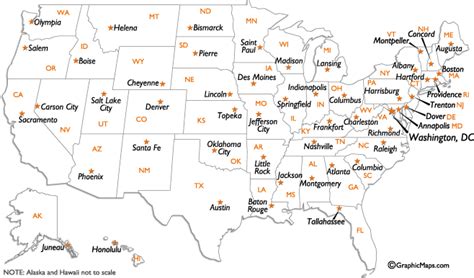 United States Map With Capitals And Cities