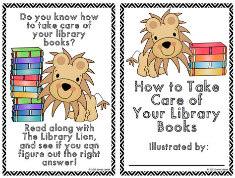 Library Lion Book Care Book Lessons By Sandy